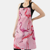 Prachtige Flamingo Bird Pink Seamless Pattern illu Schort (Insitu)
