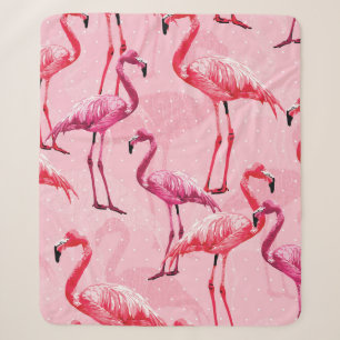 Prachtige Flamingo Bird Pink Seamless Pattern illu Sherpa Deken