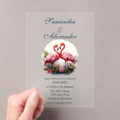 Prachtige Flamingo Love Wedding Acryl Uitnodigingen (Insitu (Draagbaar))