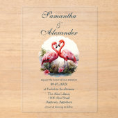 Prachtige Flamingo Love Wedding Acryl Uitnodigingen (Voorkant)