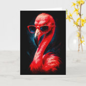 Prachtige Flamingo met Zonnebril Kaart (Gele Bloem)