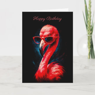 Prachtige Flamingo met Zonnebril Verjaardagskaart Kaart