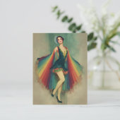 Prachtige Flapper Vrouw in een Rainbow Cape Briefkaart (Staand voorkant)
