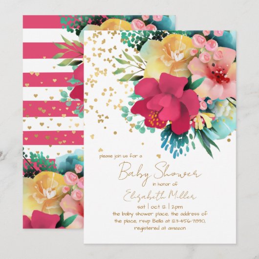 Prachtige Floral Baby in Bloom Baby shower Kaart (Voorkant / Achterkant)