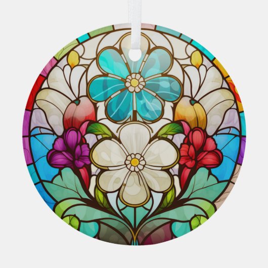 Prachtige floral gekleurd glas ornament (Achterkant)