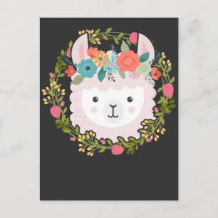 Prachtige Floral Llama Alpaca Vloerdier Briefkaart