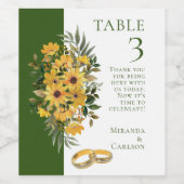 Prachtige Floral met Rings Wedding Table Number Wijn Etiket (Enkel label)