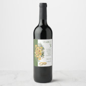 Prachtige Floral met Rings Wedding Table Number Wijn Etiket (Voorkant)