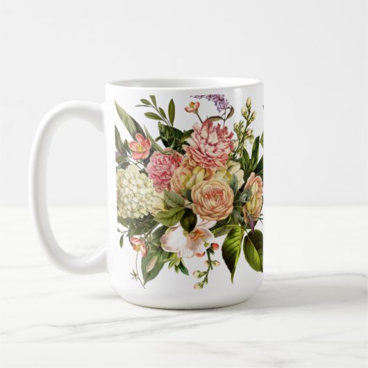 Prachtige Floral Mok, Hydrangea, Lila, Roos Koffiemok (Links)