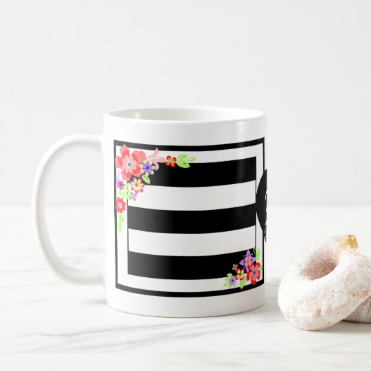 "Prachtige Floral" Mok Initialen. (Met donut)