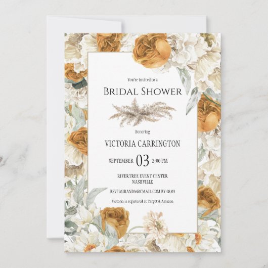 Prachtige Floral Neutral Vrijgezellenfeest bruilof Kaart (Voorkant)