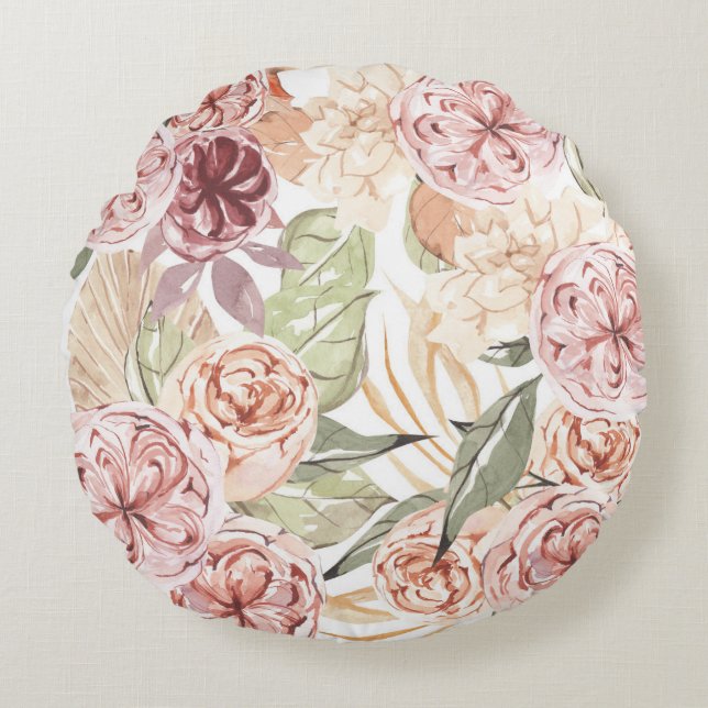 Prachtige Floral Pattern met heldere herfst Rond Kussen (Voorkant)