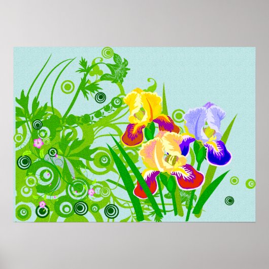 Prachtige Floral Poster of Print Iris Flowers (Voorkant)