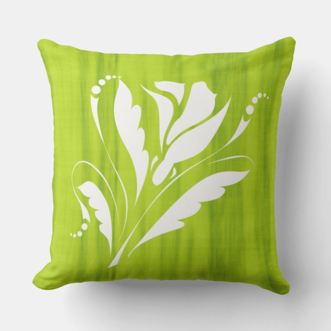 Prachtige Floral Print op Lime Green Buitenkussen (Voorkant)