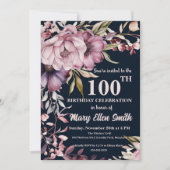 Prachtige Floral verjaardag viering uitnodigen Kaart (Voorkant)