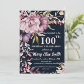 Prachtige Floral verjaardag viering uitnodigen Kaart (Staand voorkant)