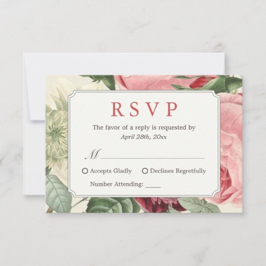 Prachtige  Floral Wedding RSVP Antwoord (Voorkant)