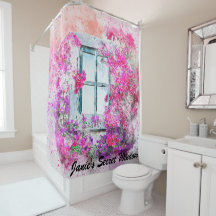 Prachtige Floral Window Waterverf Shower Curtain