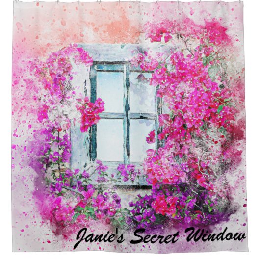 Prachtige Floral Window Waterverf Shower Curtain Douchegordijn (Voorkant)