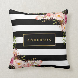 Prachtige "Floral wrap Gold Lijst" Elegant Stripes Kussen