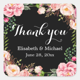 Prachtige Floral Wreath Wrap Dank u Vierkante Sticker