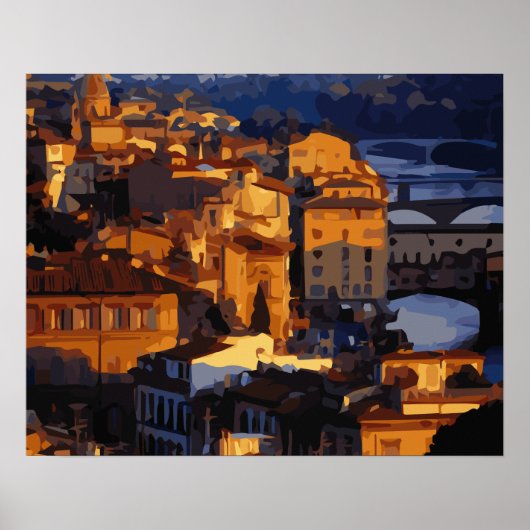 Prachtige Florence Italy Sunset Scene Poster (Voorkant)