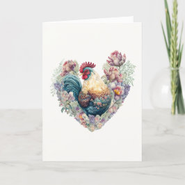 Prachtige Flowery Rooster voor Valentijnsdag Feestdagen Kaart