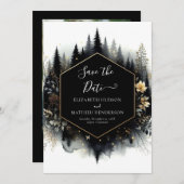 Prachtige foto betoverd bos bruiloft save the date (Voorkant / Achterkant)