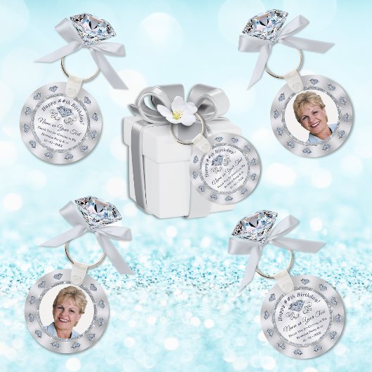 Prachtige foto gepersonaliseerd, Diamond Party Fav Sleutelhanger