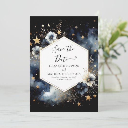 Prachtige foto Hemelse bruiloft Save The Date (Staand voorkant)