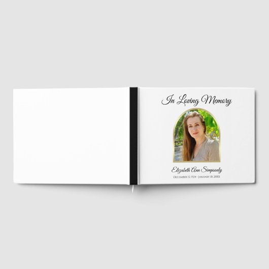 Prachtige foto Memorial Funeral White Guest Book Gastenboek (Volledig)