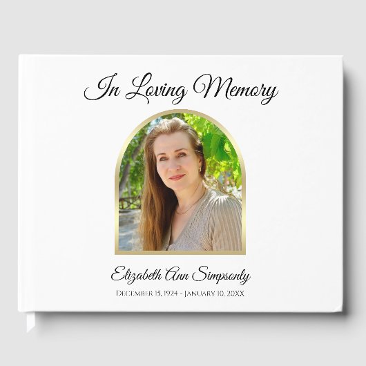 Prachtige foto Memorial Funeral White Guest Book Gastenboek (Voorkant)