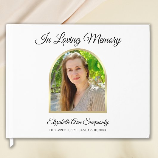 Prachtige foto Memorial Funeral White Guest Book Gastenboek