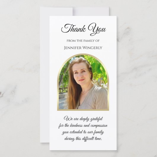 Prachtige foto Sympathy Memorial Dank u Bedankkaart (Voorkant)