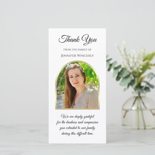 Prachtige foto Sympathy Memorial Dank u Bedankkaart (Staand voorkant)