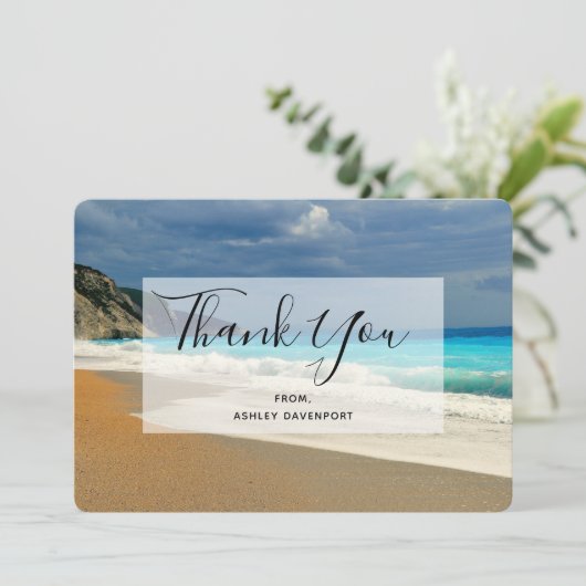 Prachtige foto van Turquoise Zee Bedankkaart (Staand voorkant)