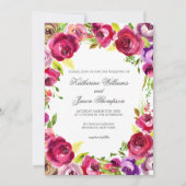 Prachtige Fuchsia Pink Floral Chic Spring Wedding Kaart (Voorkant)