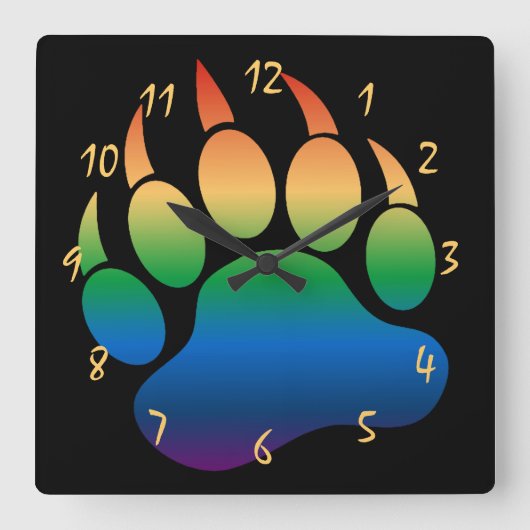 Prachtige Gay Beer Pride Beer Paw Vierkante Klok (Voorkant)