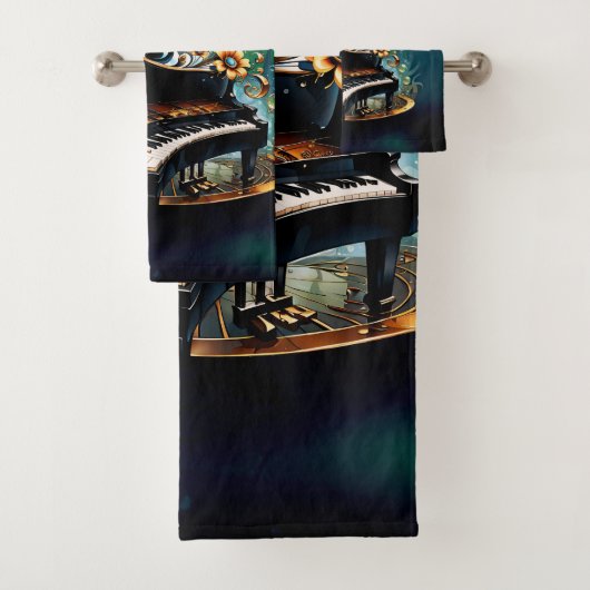 Prachtige gebogen fantasie piano bad handdoek (Insitu)