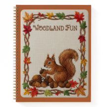 Prachtige Geborduurde Eekhoorn & Eikels Herfstloof