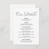 Prachtige gegevens over onze bruiloft, klassieke z informatiekaartje (Voorkant / Achterkant)