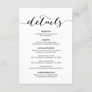 Prachtige gegevens over onze bruiloft - Modern rus Informatiekaartje