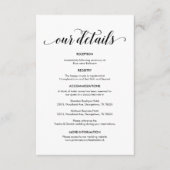 Prachtige gegevens over onze bruiloft, moderne zwa informatiekaartje (Voorkant)