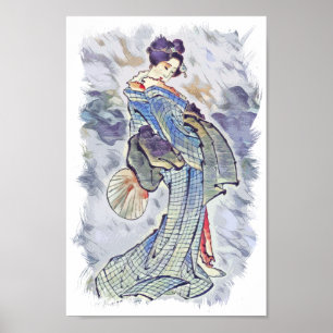 Prachtige Geisha  Hokusai Japanse kunst Poster