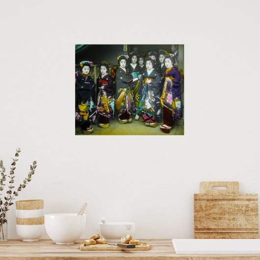 Prachtige Geisha Japan Magic Lantern Slide Poster (Keuken)