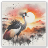 Prachtige gekroonde kraan bij zonsondergang in de sticker (Voorkant)