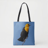 Prachtige gele Blackbird op een dag van de Windy Tote Bag (Voorkant)