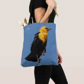 Prachtige gele Blackbird op een dag van de Windy Tote Bag (Dichtbij)