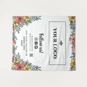 Prachtige gele bloemen uw Logo QR code achtergrond Wandkleed (Voorkant (horizontaal))