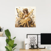 Prachtige gele fantasie fee poster (Thuiskantoor)